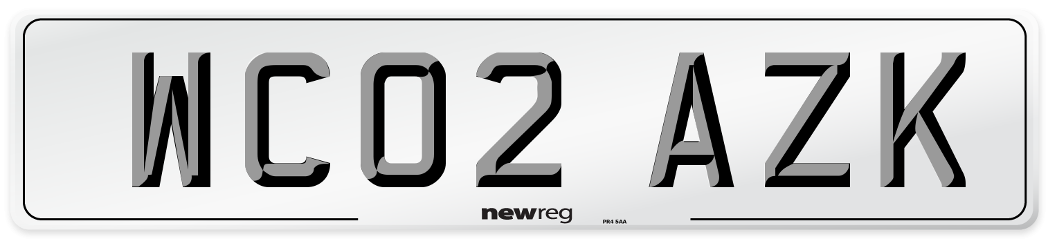 WC02 AZK Number Plate from New Reg